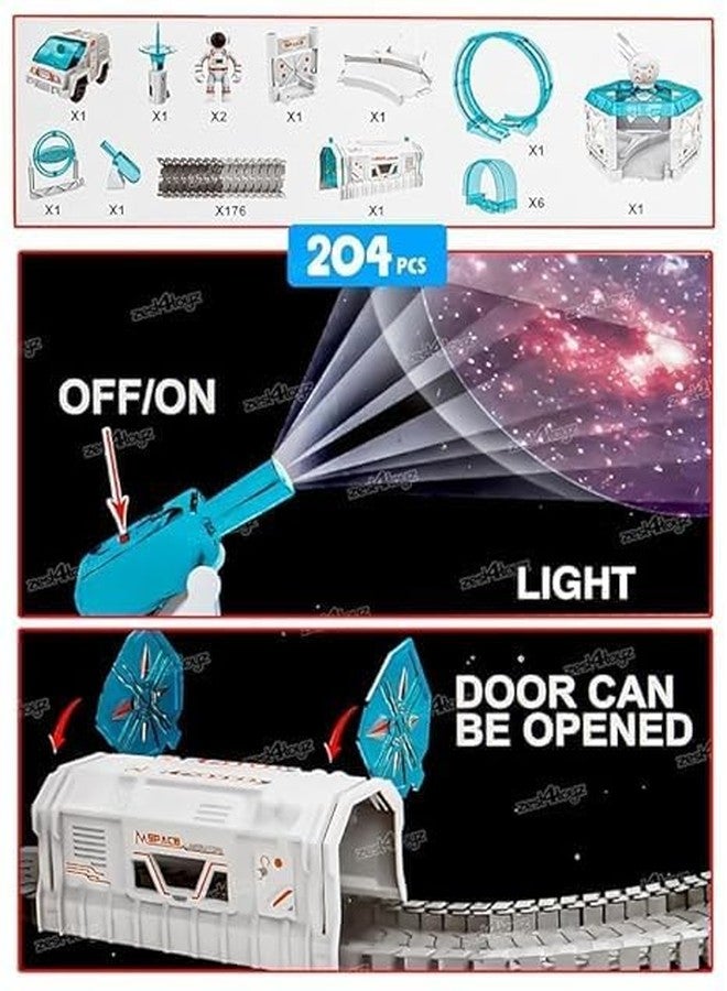 SKYBUCKET Space Toys 204 Pcs trainrackets with Mini Projector for KidsNew toyar and Astronaut Minifigures, Race caroys for Kids - Image 3